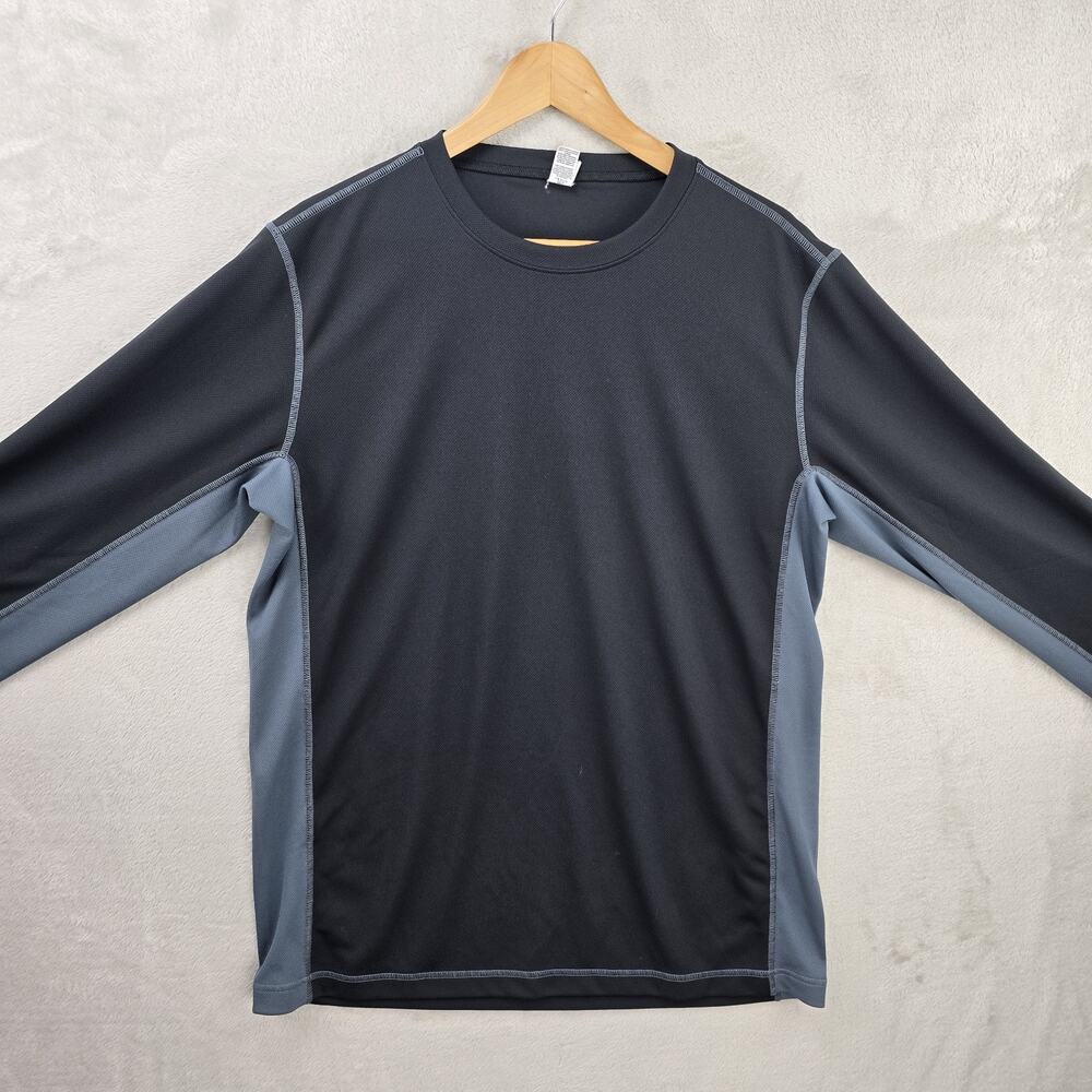 Alo Yoga Long Sleeve Shirt Mens Large Black Gray Gym Running Active - Picture 2 of 9